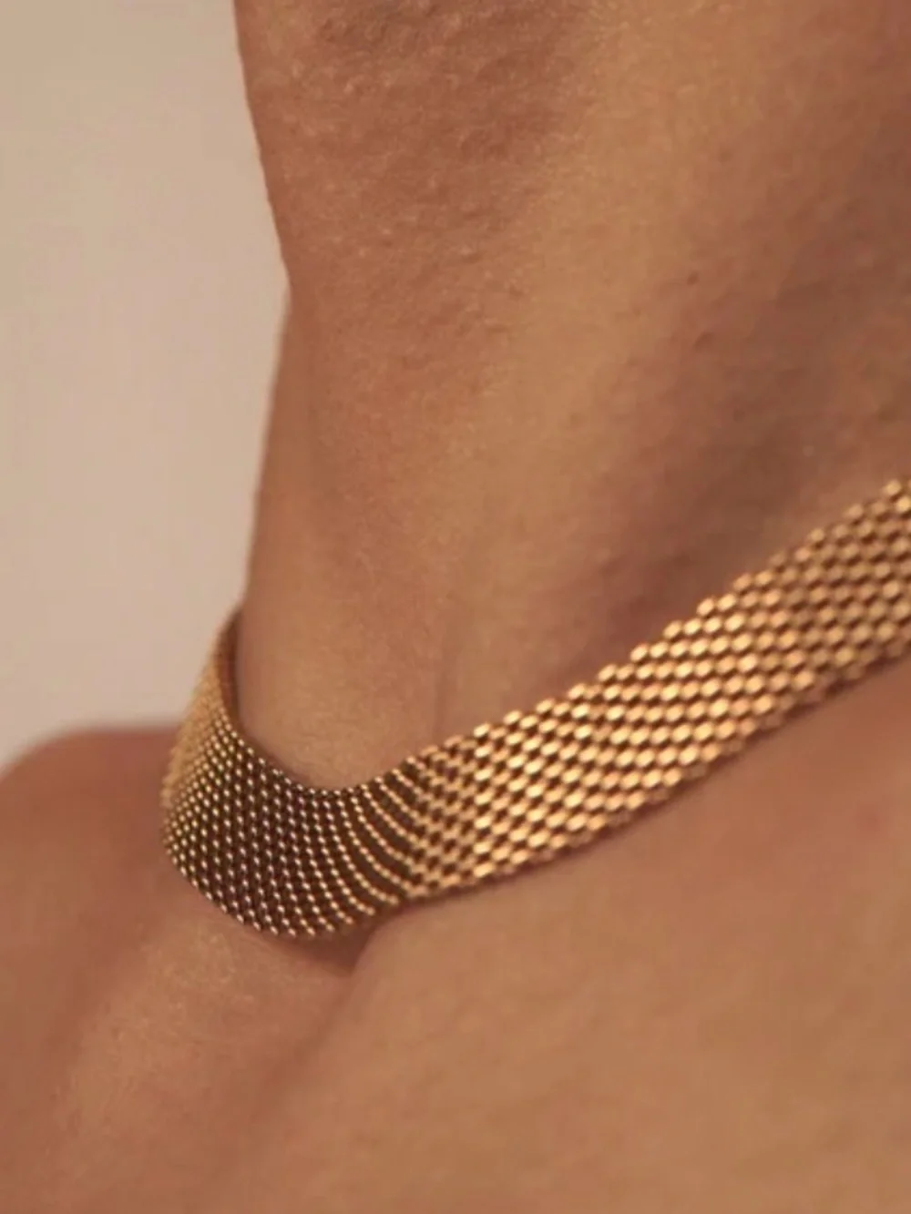 18K Gold Played Multi-Strand Mesh Necklace Bracelet Set